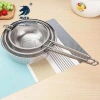 Stainless steel single-handle multi-purpose multi-hole basket, thickened stainless steel leakage basin, round rice sieve, single-handle draining basin, fruit basket, vegetable washing basin, filter basin, stainless steel gold-plated rice washing sieve, single-handle rice sieve Application Scenario